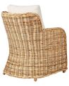 Lounge Set 3-teilig Rattan naturfarben 5-Sitzer Auflagen cremeweiß ALESSANO_928591