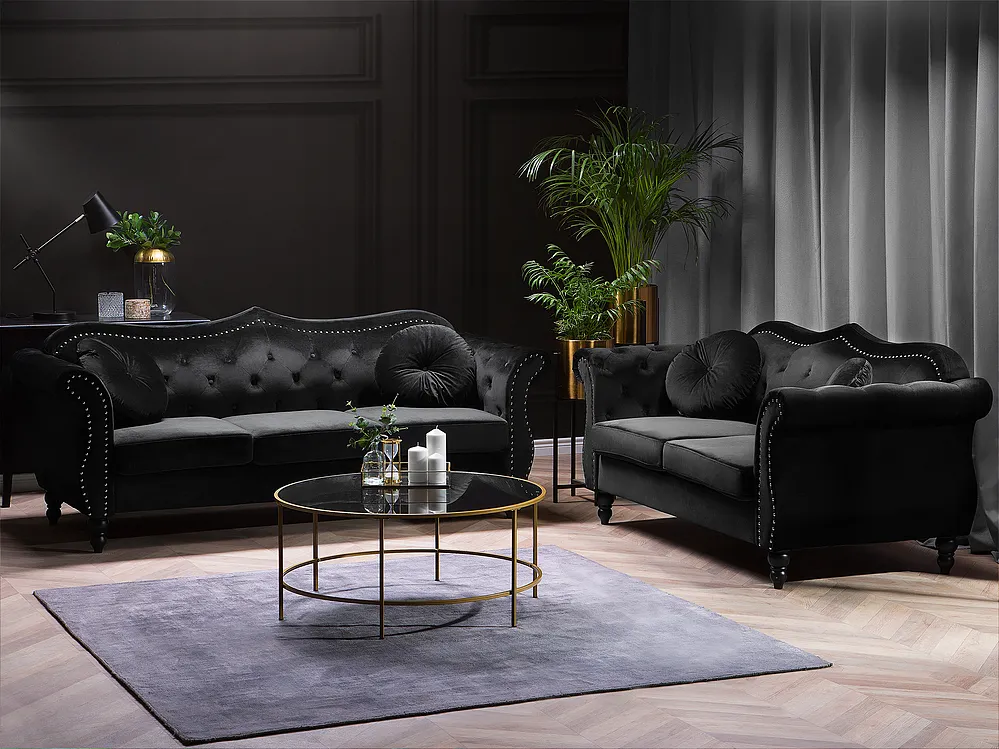 Sofa 2 personers SKIEN II Velour Sort_1161631