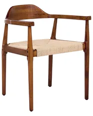 Set van 2 eetkamerstoelen OAKDALE Hout Donkerbruin/beige_985730