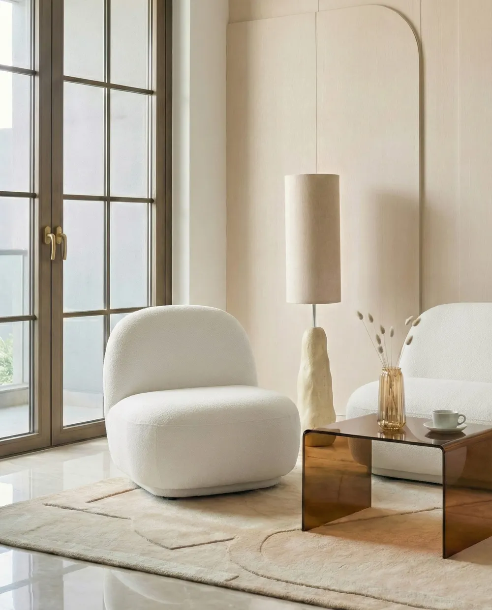 Fauteuil LOVBERG Tissu Blanc cassé