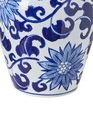Wazon z pokrywką CUENCA 36 cm Porcelana Biały/ niebieski_1052818