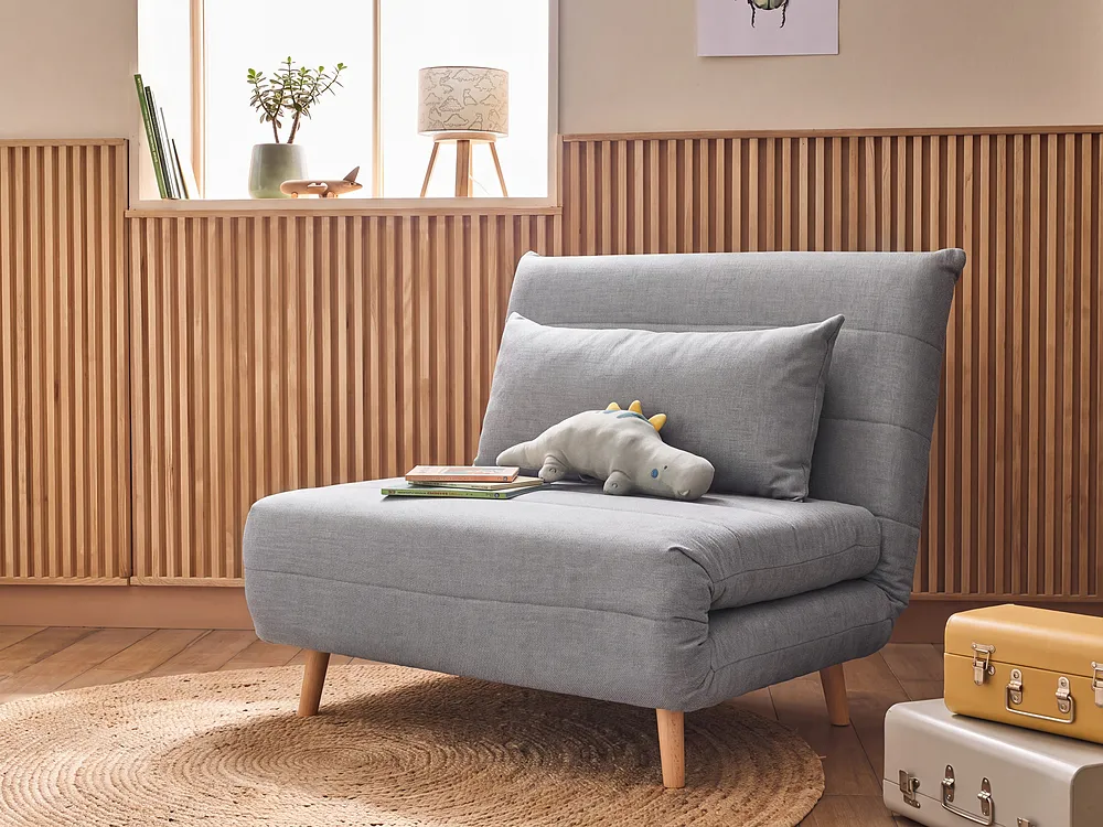 Sofa rozkładana jednoosobowa SETTEN Jasnoszary_1153728