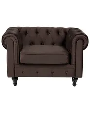 Living Room Set 4 Seater CHESTERFIELD Velvet Dark Brown_1065010