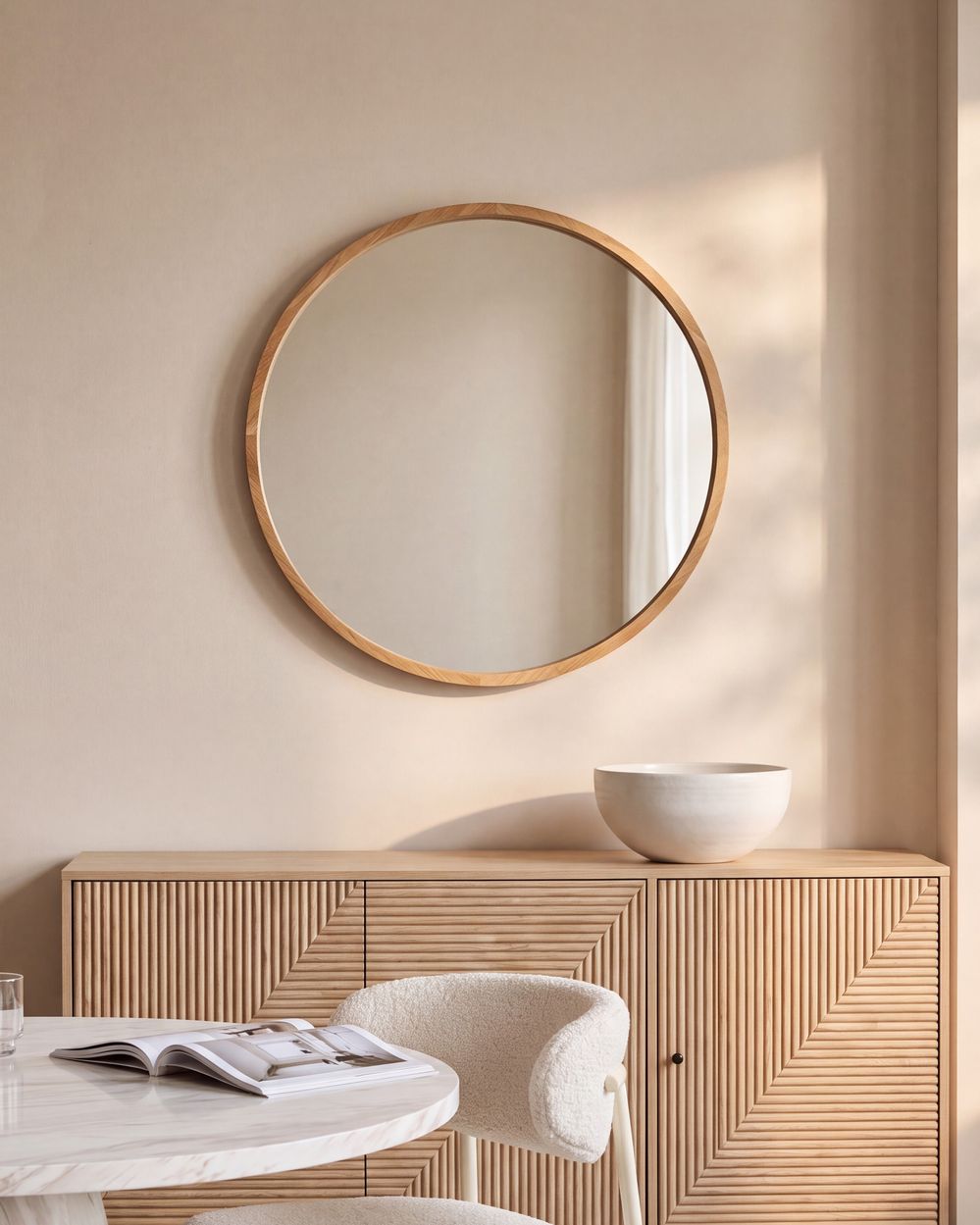 Miroir CAZALIS 80 cm 80 cm Bois de paulownia Marron clair