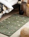 Tapis gabbeh en laine avec motif animalier 80 x 150 cm vert KIZARLI_855501