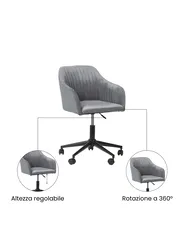 Sedia da scrivania VENICE Velluto Grigio_1071545