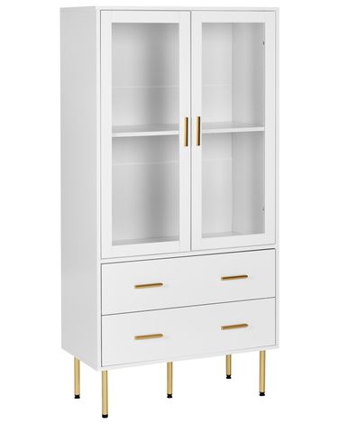 Vitrine mit Glastüren MILORA 80 cm Weiß | Beliani.at