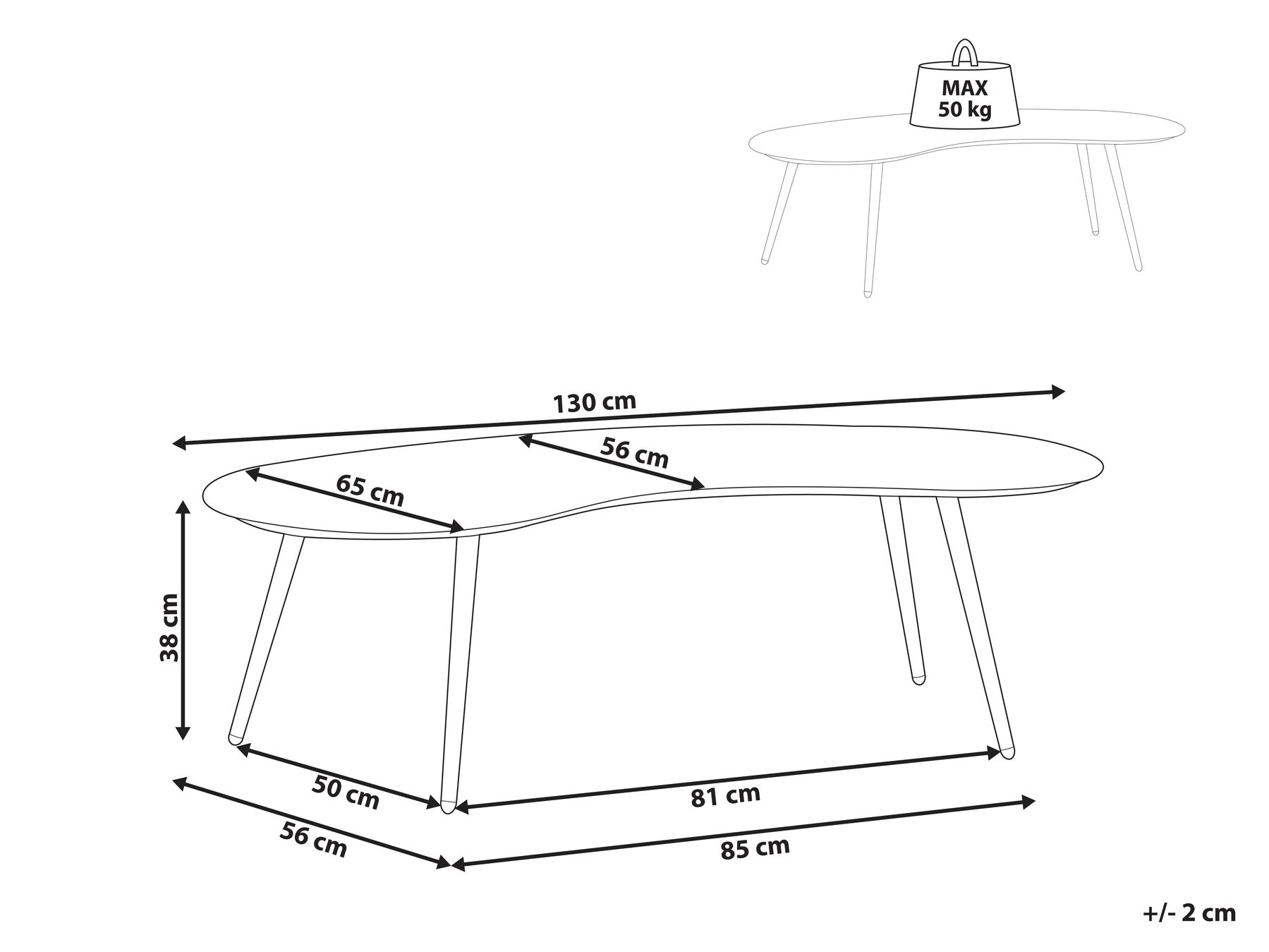 Stolik kawowy ogrodowy PARORI 65 cm 130 cm Metal Beżowy_1015623