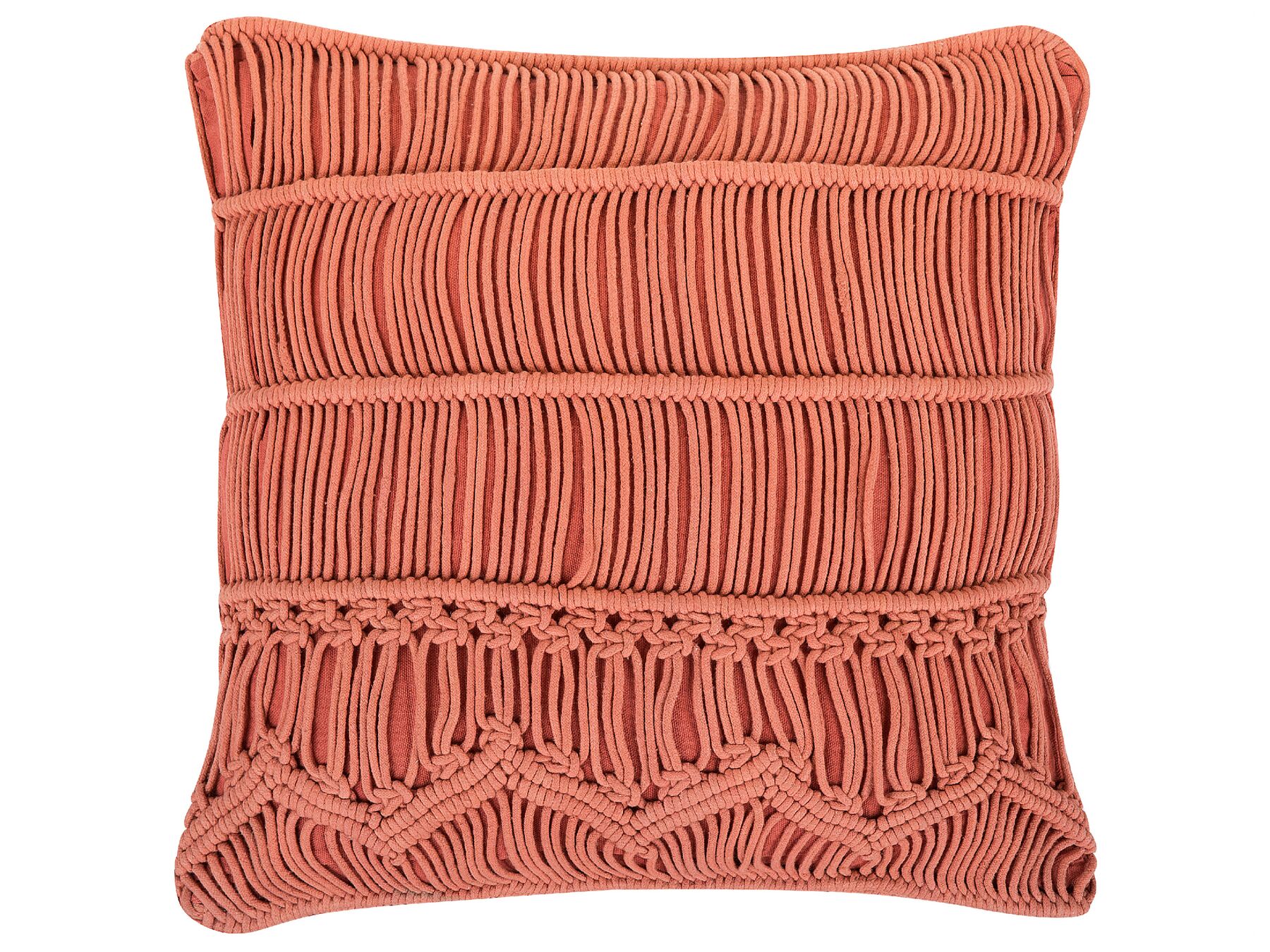 Dekorativní makramé bavlněný polštář 45 x 45 cm oranžový AKKOY_753150