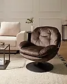 Swivel Armchair NOLVIK Velvet Dark Brown