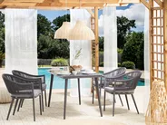 Garden Dining Set 4 Seater MILETO with Cushions Metal Grey_809932