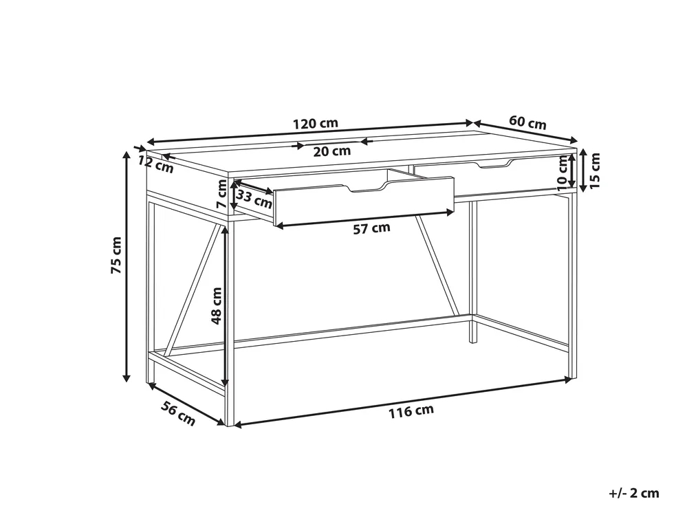 Home Office Desk JENA 120 cm 60 cm with Drawers Black_790279