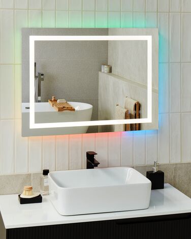 LED Wall Mirror 80 x 60 cm Silver PRENOIS