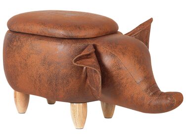 Hocker mit Stauraum Lederoptik dunkelbraun ELEPHANT