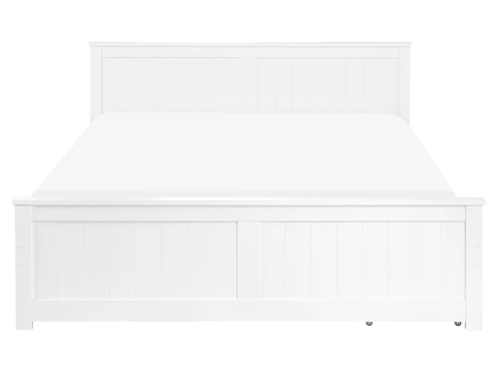 Bett mit 2 Schubladen SABRAN Kiefernholz Weiß 160 x 200 cm_1061292