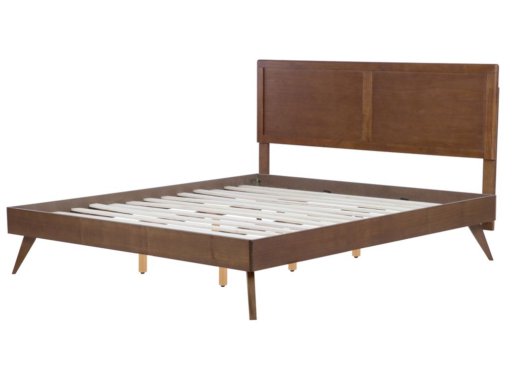EU Super King Size Bed Dark Wood ISTRES Beliani