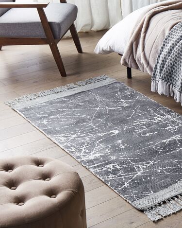 Viscose Area Rug 80 x 150 cm Grey HANLI