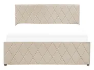 Bett mit Stauraum ROCHEFORT Samtstoff Beige 140 x 200 cm_857278