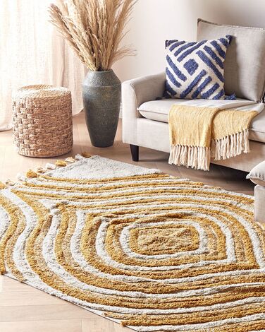 Cotton Area Rug 160  x 230 cm Beige and Yellow BINGOL