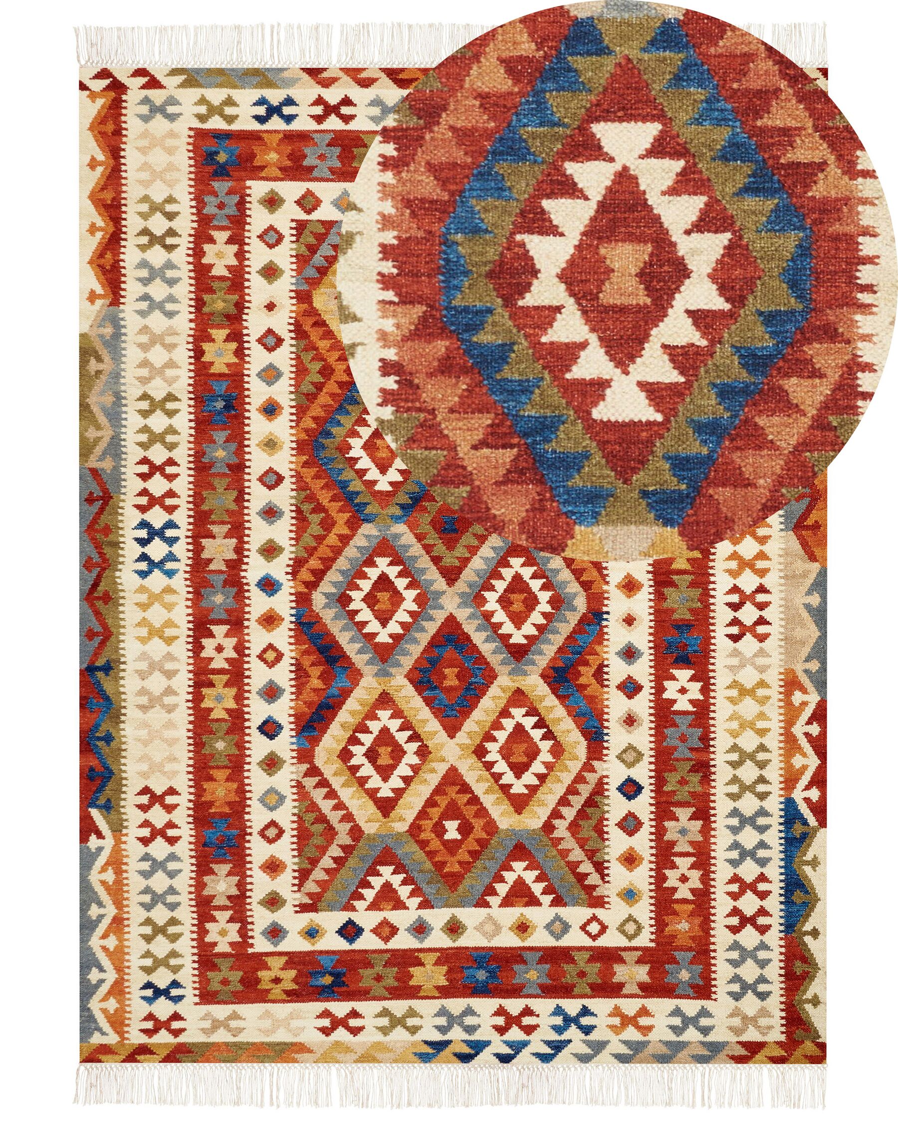 Wool Kilim Area Rug 160 x 230 cm Multicolour OSHAKAN_859519