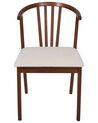 Esszimmerstuhl Gummibaumholz dunkelbraun / hellbeige 2er Set CRAIG_926549