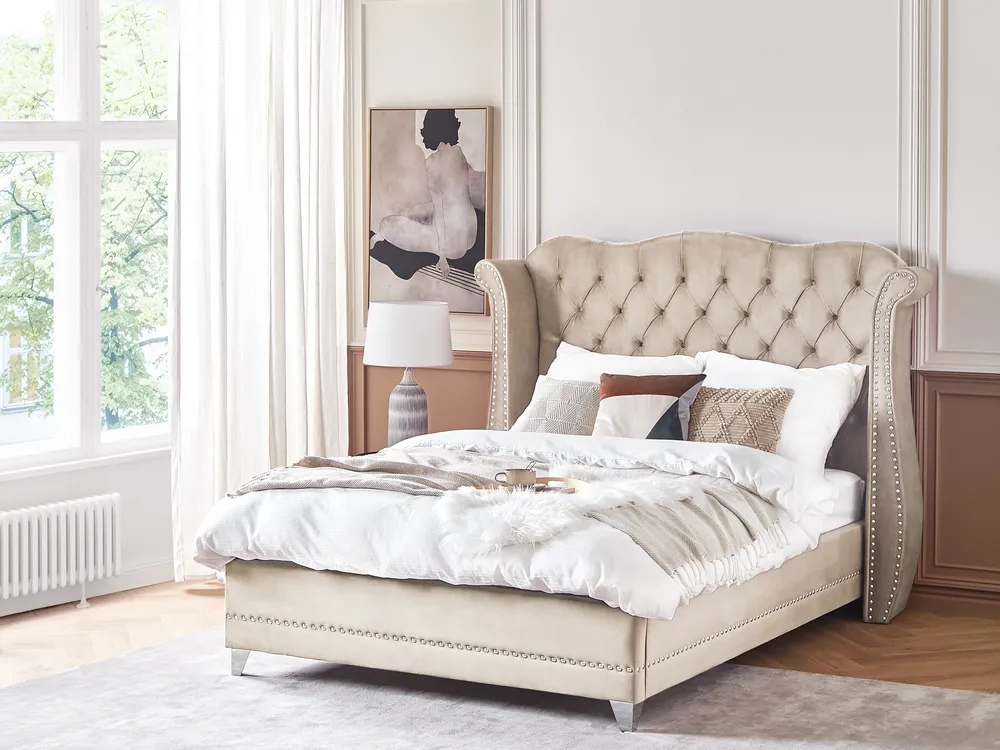 Velvet Bed Beige AYETTE Various Sizes