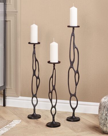 Set of 3 Candlesticks Black BUNI 