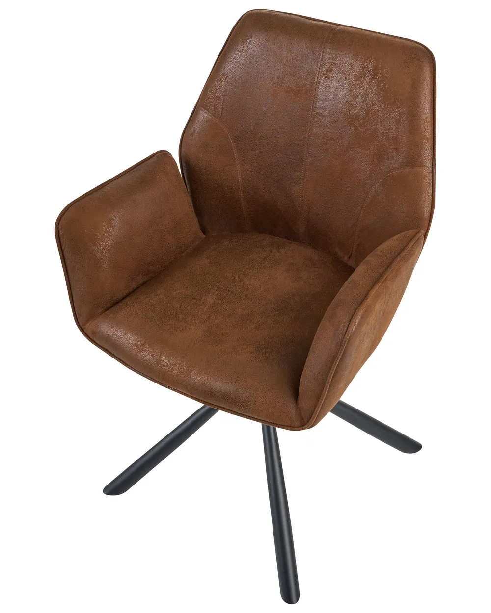 Set of 2 Dining Chairs Swivel WARNER Faux Suede Brown_1078101