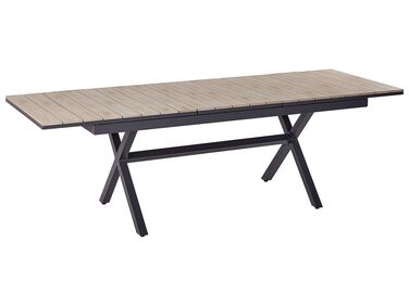 Mesa de jardín extensible de aluminio madera clara y gris grafito 184/242 x 90 cm FANES