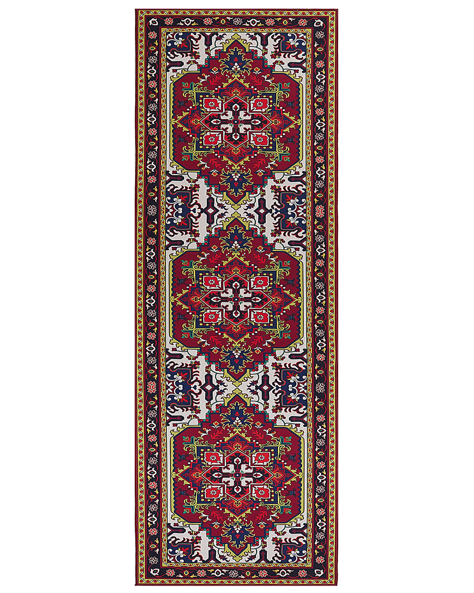 Teppich rot 70 x 200 cm orientalisches Muster Kurzflor COLACHEL_831664