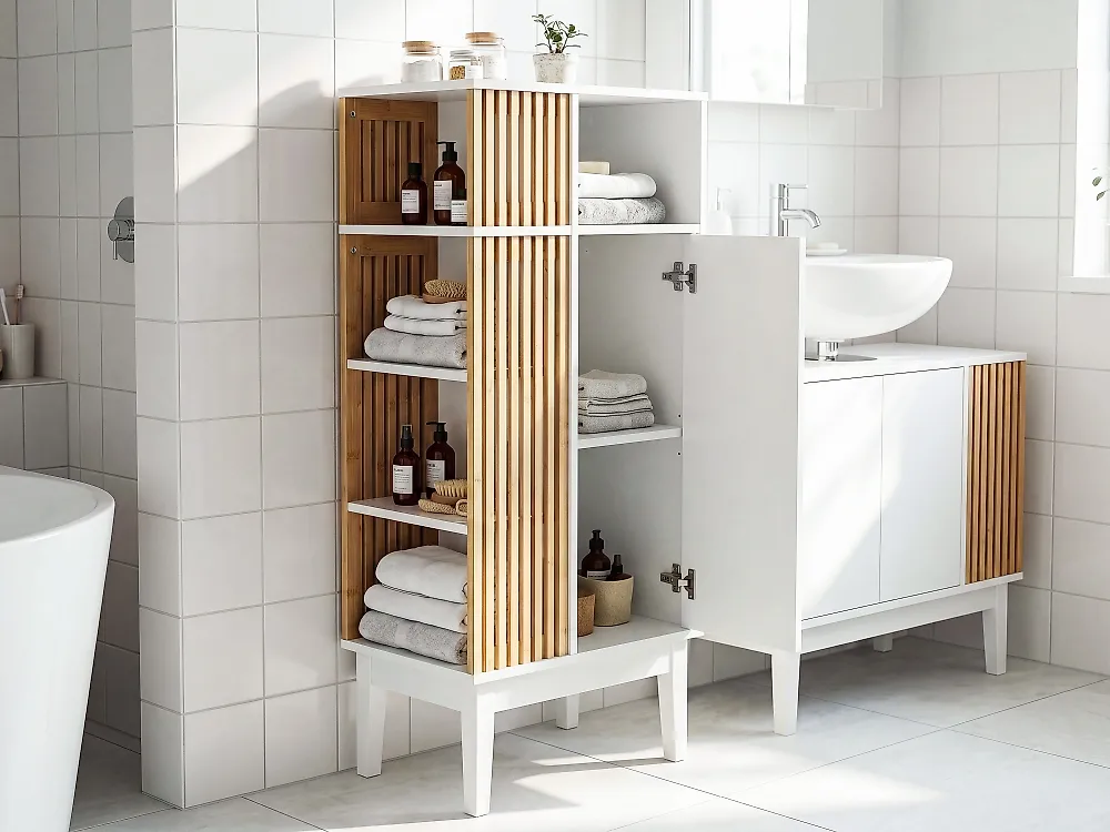 Armario de baño NUBES 52 cm Marrón claro/Blanco_1182760