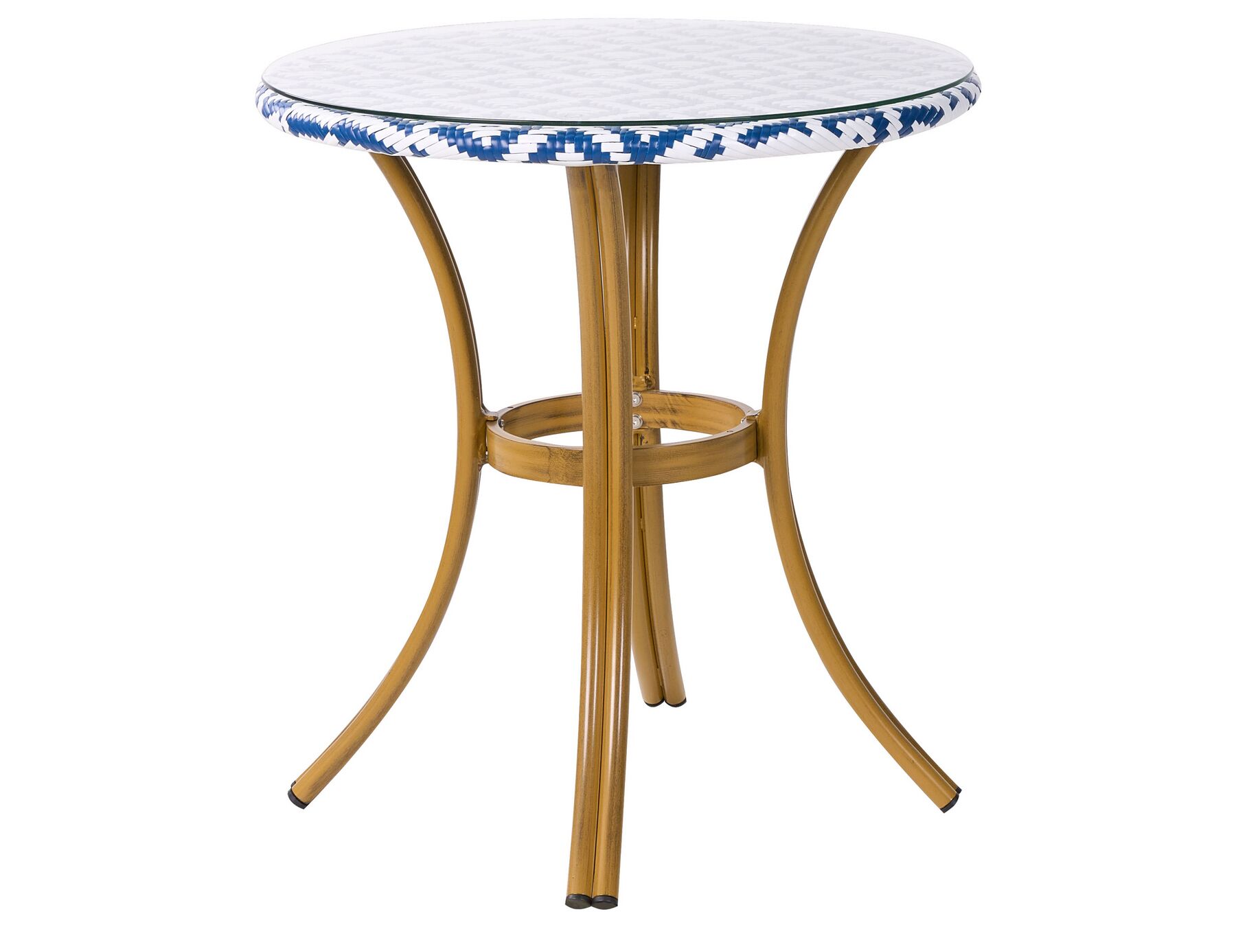 PE Rattan Round Garden Table ø 70 cm Blue and White Pattern RIFREDDO_798854