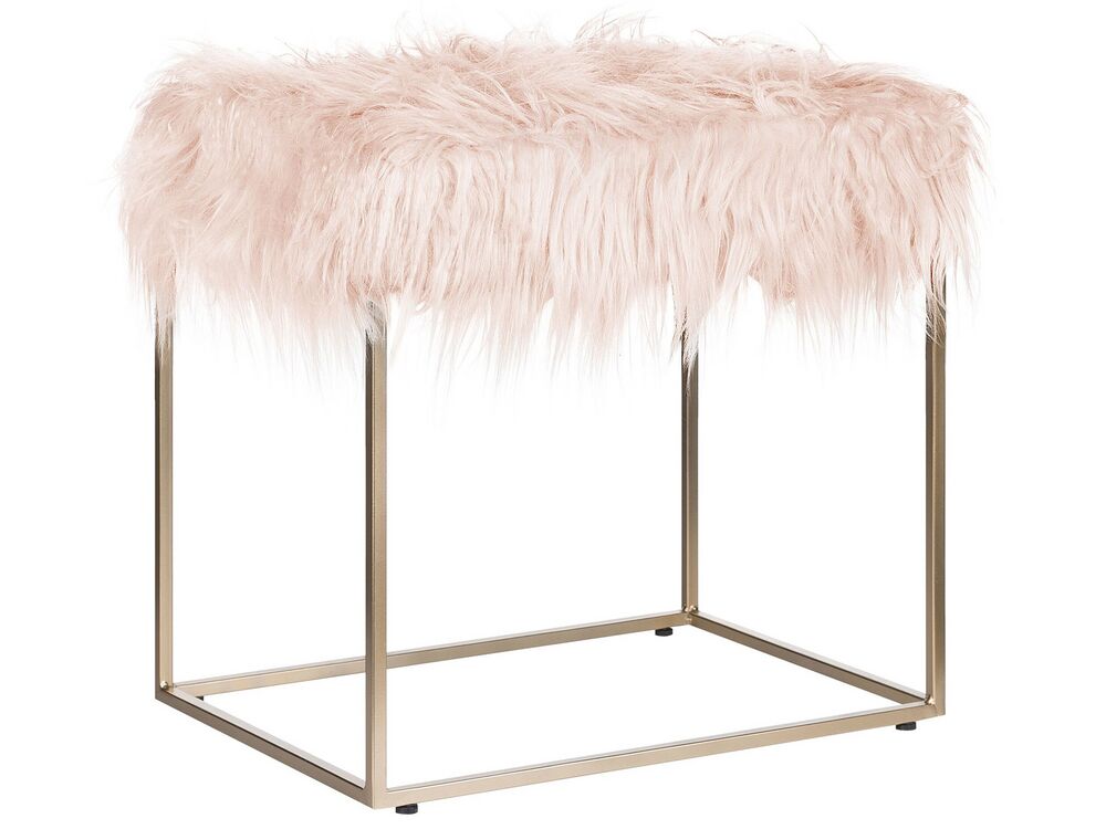 Faux Fur Footstool Pink MANHATTAN Beliani.cz
