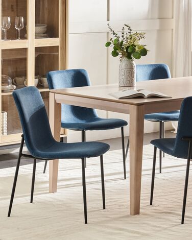 Set of 4 Fabric Dining Chairs Dark Blue GLENDIVE