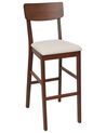  Set of 2 Wooden Bar Chairs Dark Wood and Light Beige AMBLER_926585