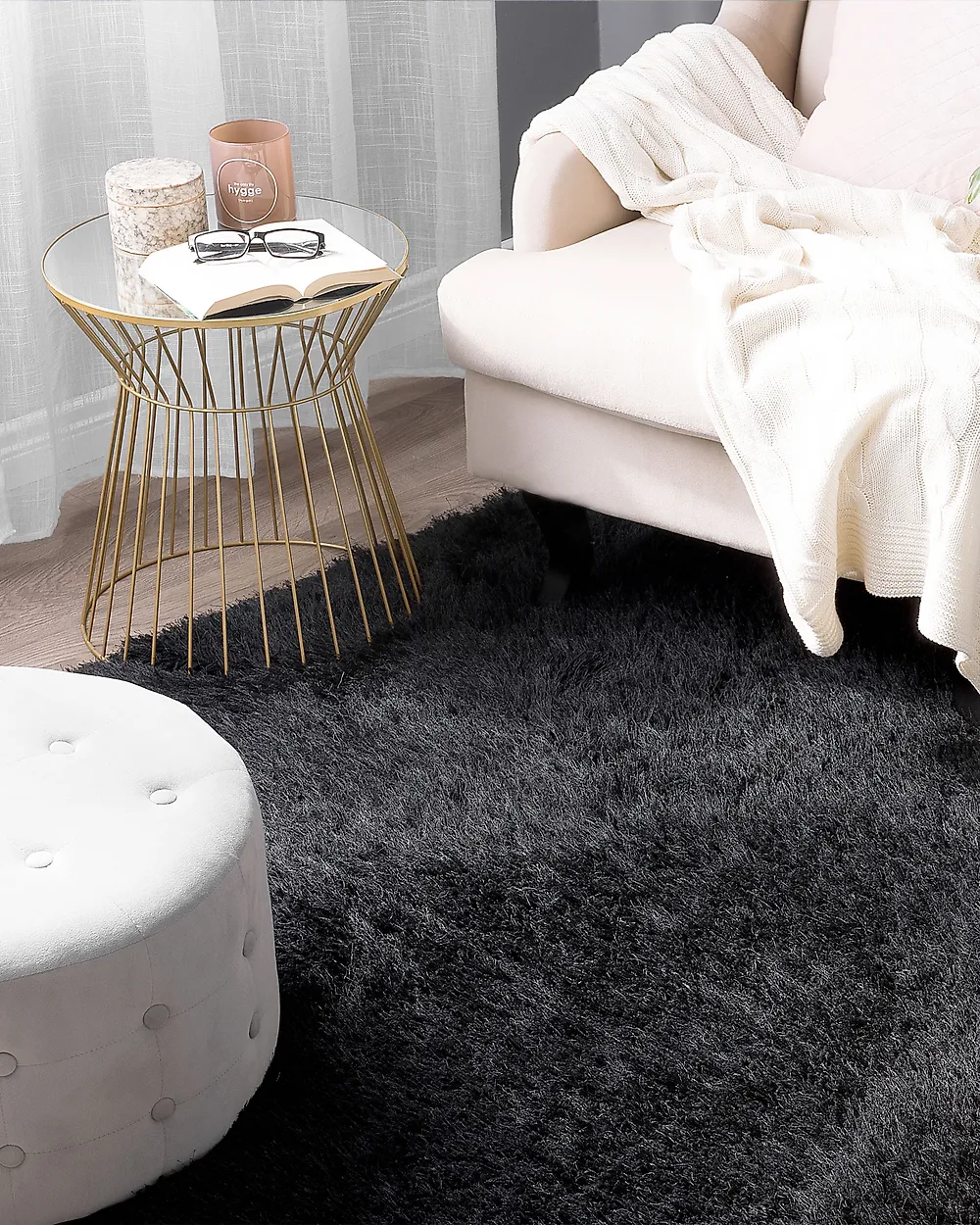 Shaggy Rug CIDE Black 160 x 230 cm_1179367