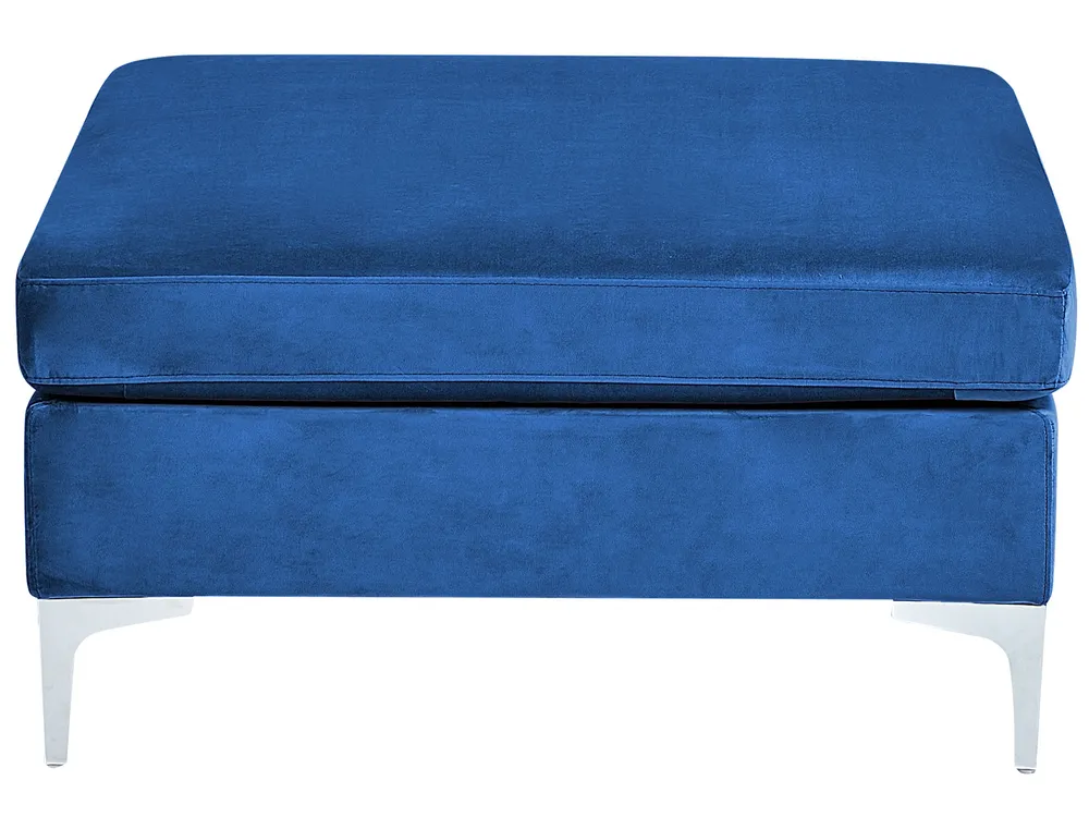 Modular Corner Sofa 5 Seater EVJA with Ottoman Velvet Navy Blue Right Hand_859880