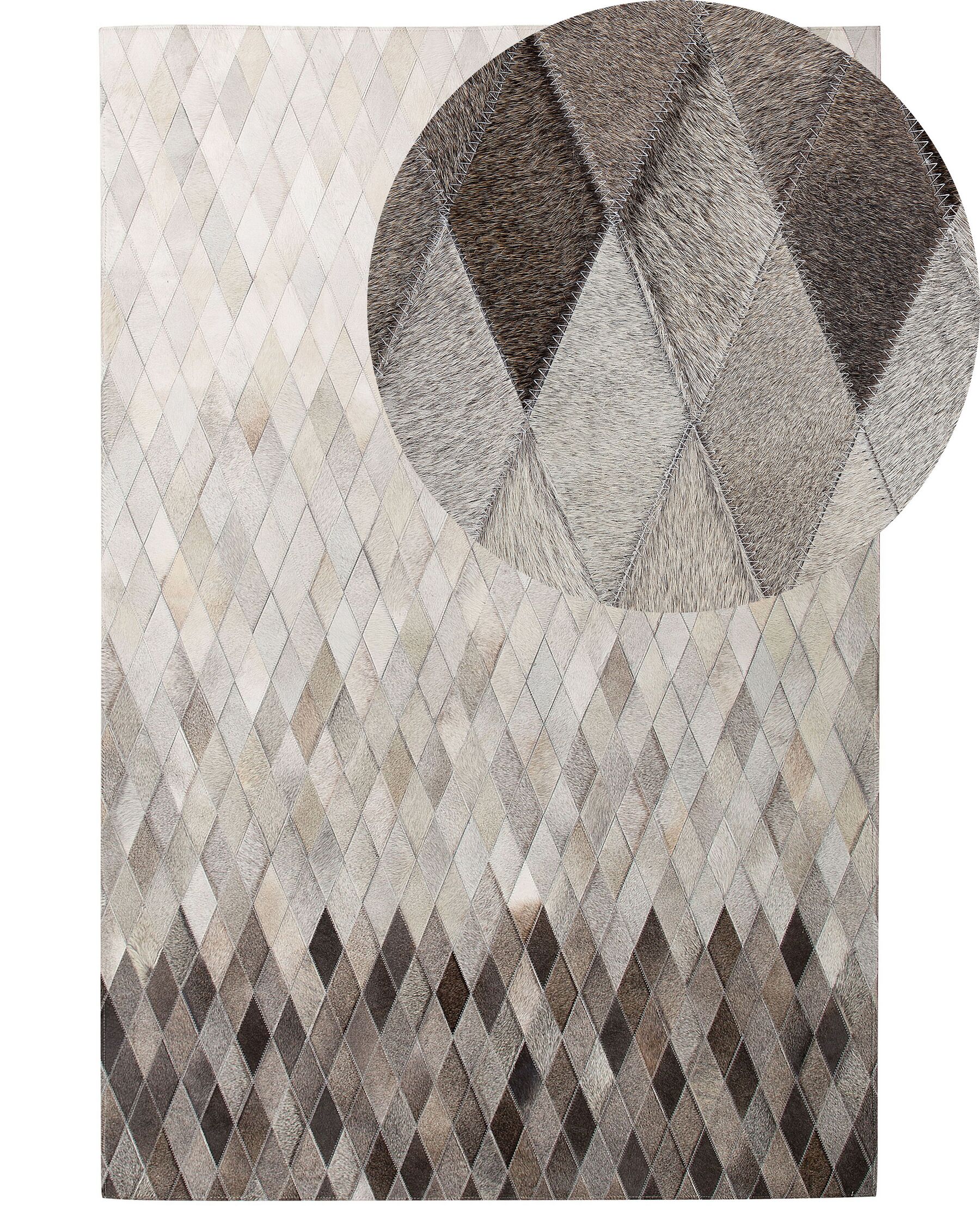 Dywan patchwork skórzany 160 x 230 cm biało-szary MALDAN_742832
