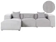 Corner Sofa 3 Seater DOLVA Corduroy Light Grey Right Hand_976306