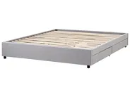 Bed with Storage Drawers without Headboard PRADES Fabric Light Grey 180 x 200 cm (EU Super King)_996116