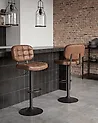 Set of 2 Bar Stools TILTON Swivel Faux Suede Brown