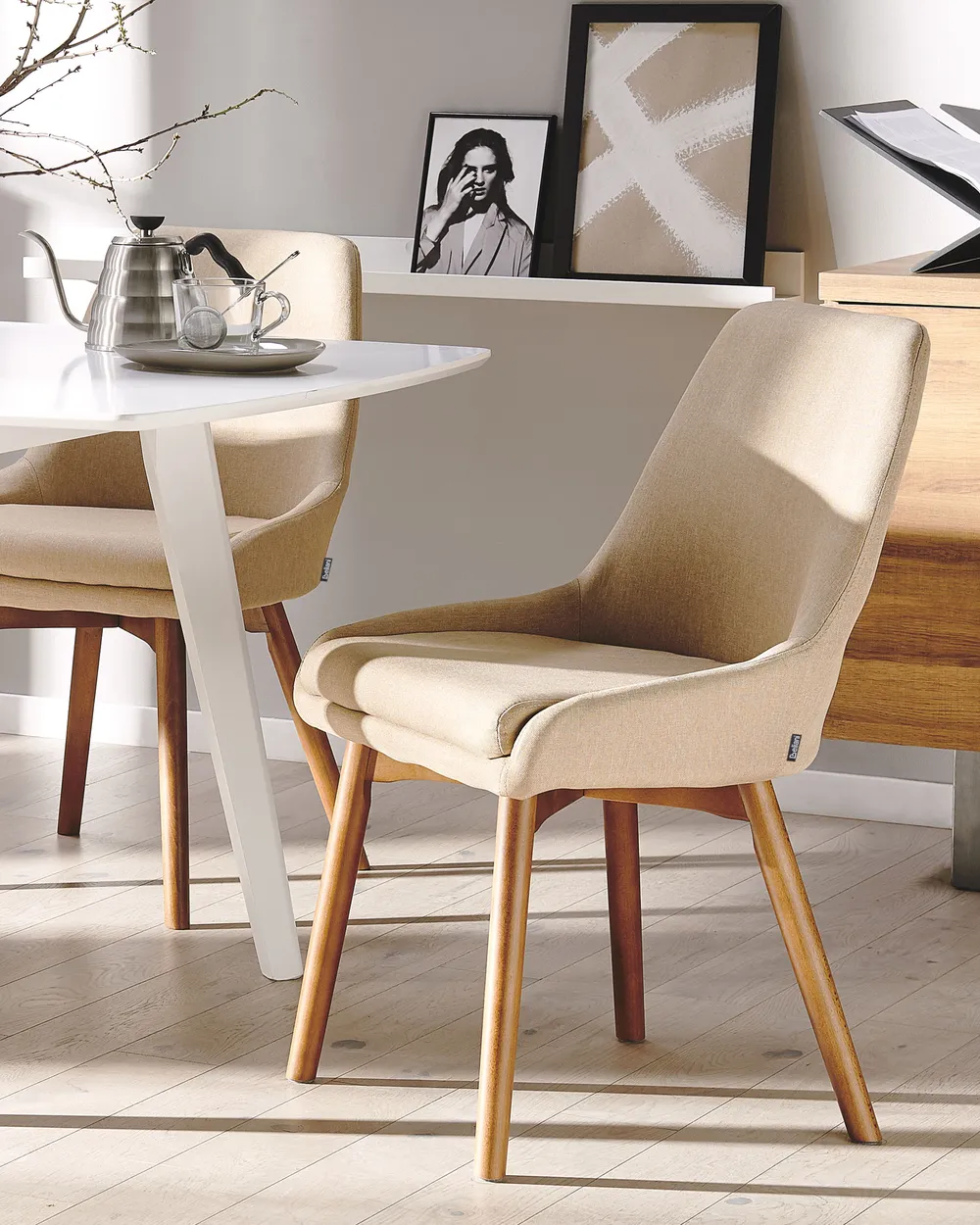 Set of 2 Dining Chairs MELFORT Fabric Sand Beige_800010