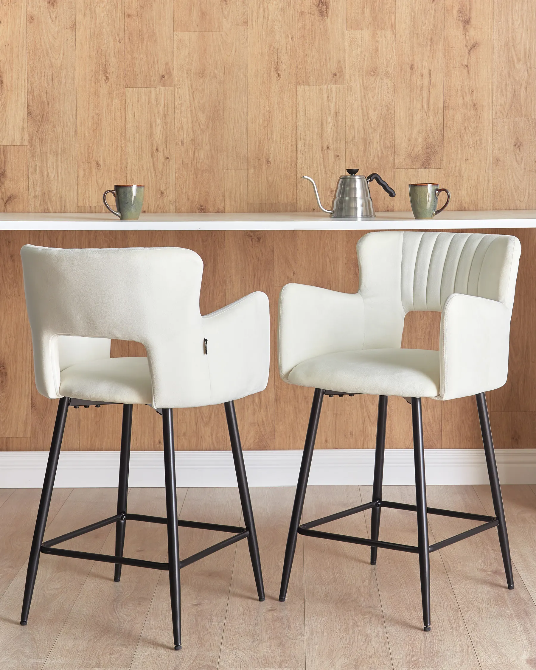 Set di 2 sedie alte SANILAC Velluto Bianco_912654