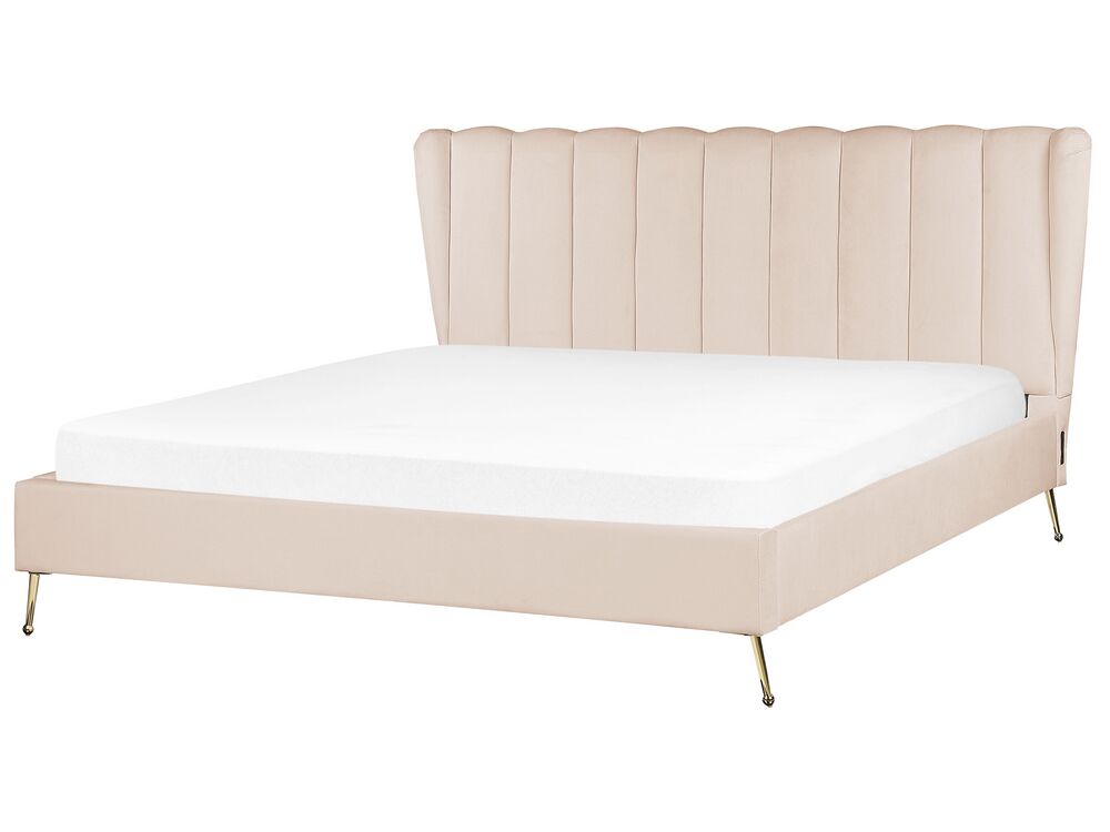 Bed Velvet MIRIBEL 180 x 200 cm (EU Super King) Beige