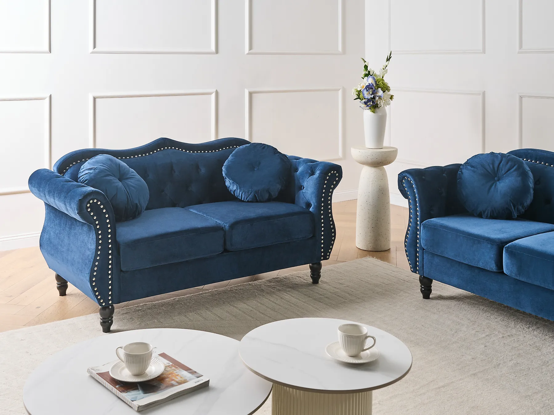 Sofa dla 2 osób SKIEN Welur Granatowy_1171078