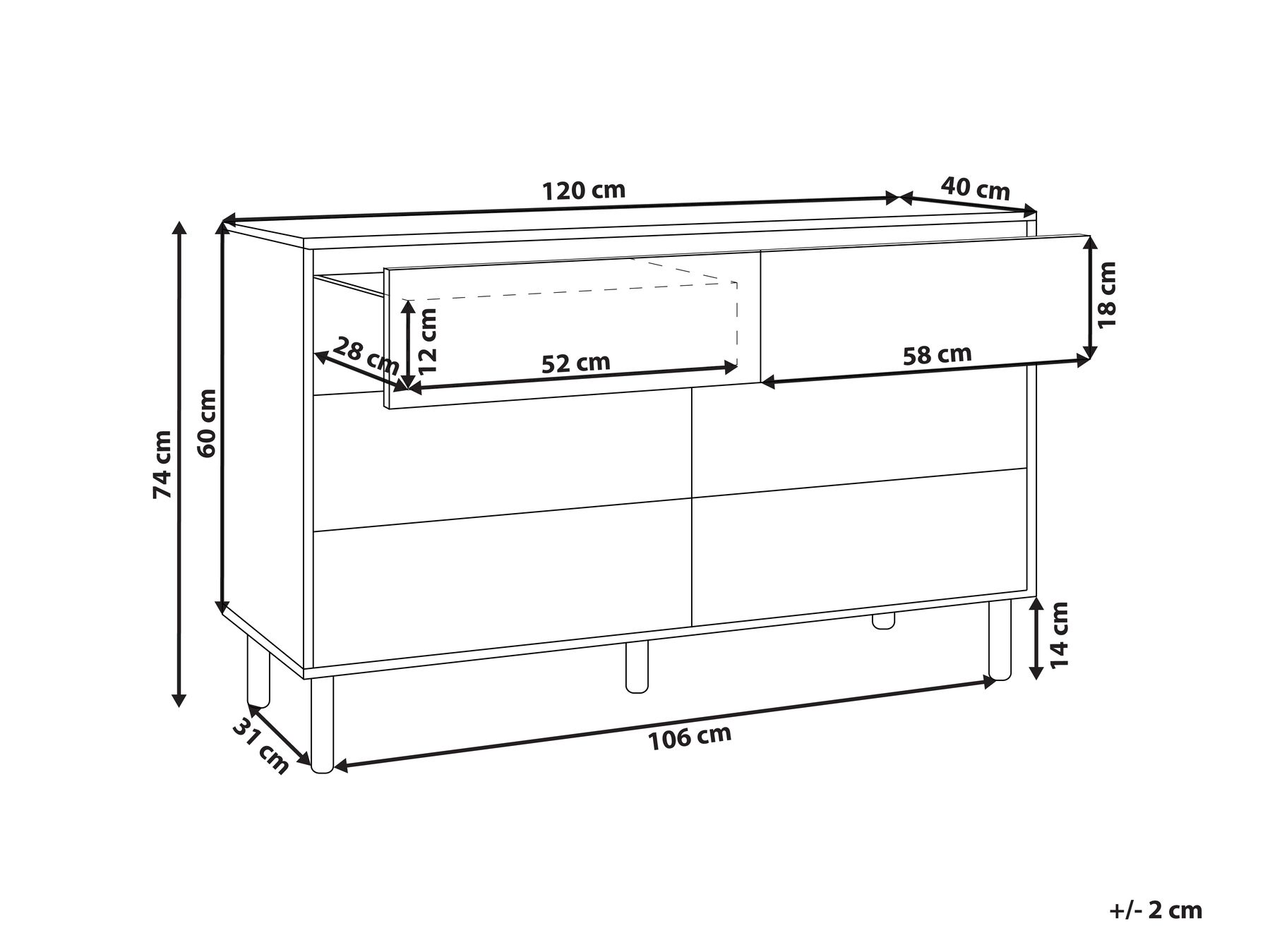 6 Drawer Chest Light Wood SHARPE_916293
