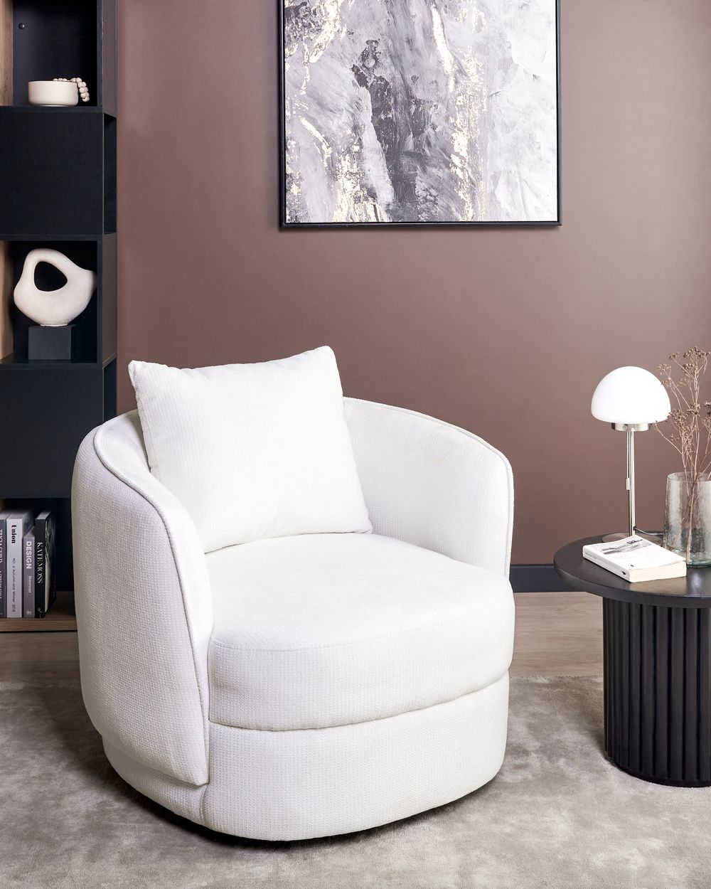 Sillón giratorio ANDALEN Tela Blanco crema