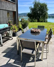 Garden Dining Set 8 Seater GROSSETO Triple Plate Granite Polished Black/ Grey_927636
