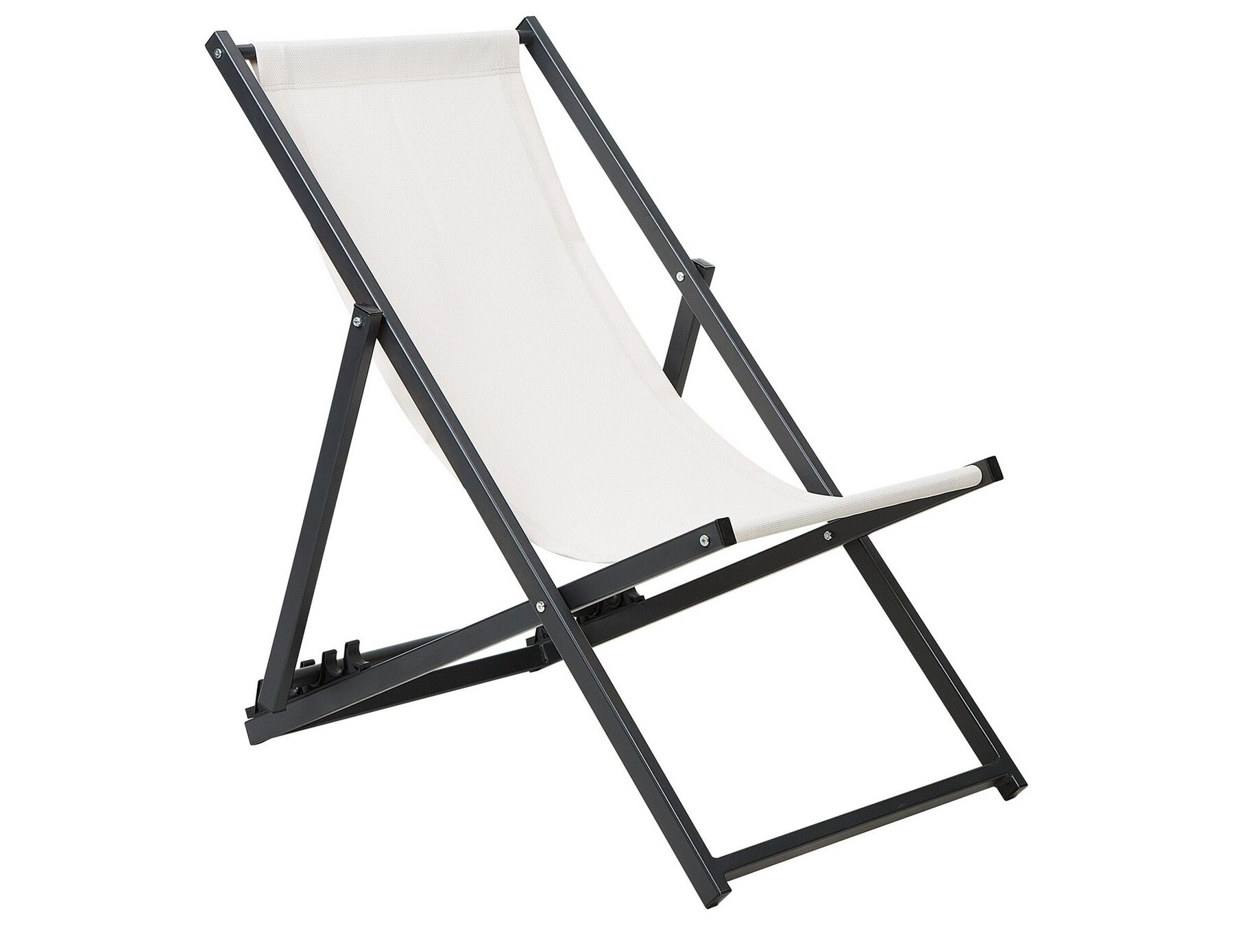 Folding Deck Chair Cream with Black LOCRI_745387