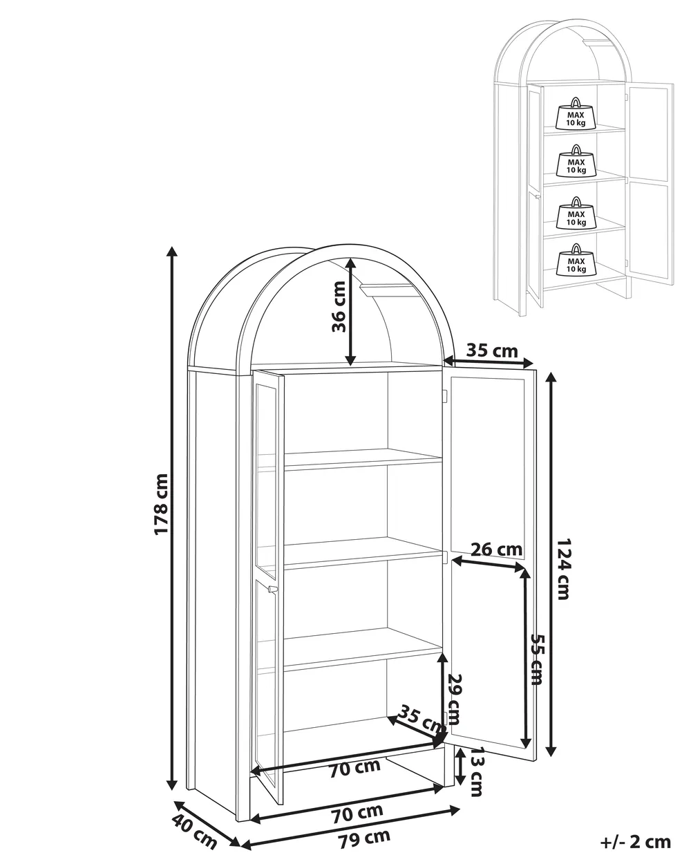 Glass Display Cabinet GLENWOOD 79 cm Light Brown_998711